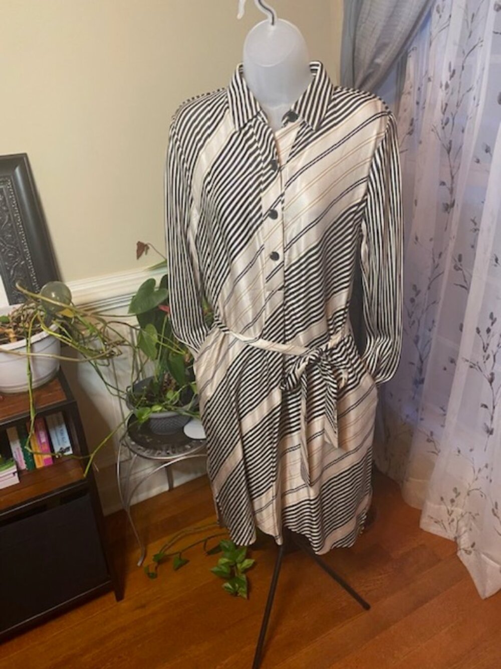 Ann Taylor Mixed Stripe Midi Shirt Dress, size Small (NEW)